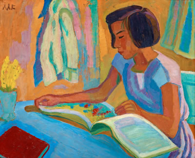 Mollie Faustman : Reading girl (The artist's daughter). (d)