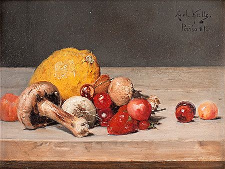 Axel Kulle : Still life with lemon and berries