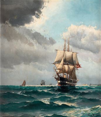 Vilhelm Victor Bille : 'Skepp på redden vid Kronborg' (Ships near Kronborg castle)