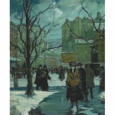 Frank Van Sloun : Union Square in Winter, New York