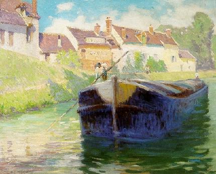 Lee Randolph : Barge Near A Village