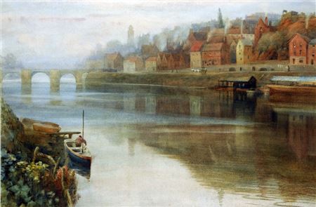 Frederick Mercer : Bridgnorth viewed from the river Severn