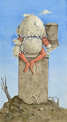 Werner Wildner : Humpty Dumpty sitting back atop a wall