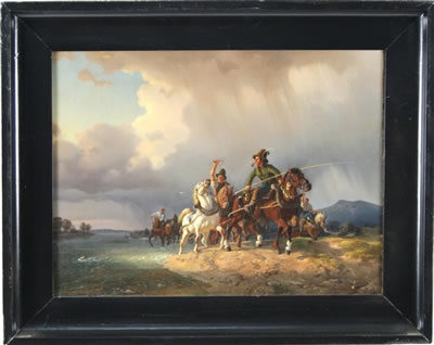 Karl Lieske : Farmers crossing the water with horses