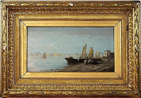 A Rueff : Venetian Harbor Scene