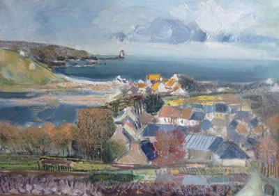 Pierre Jutand : Bord de mer et village en Bretagne