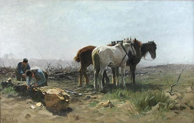 Hermanus Johannes van der Weele : Heavy Horses Logging