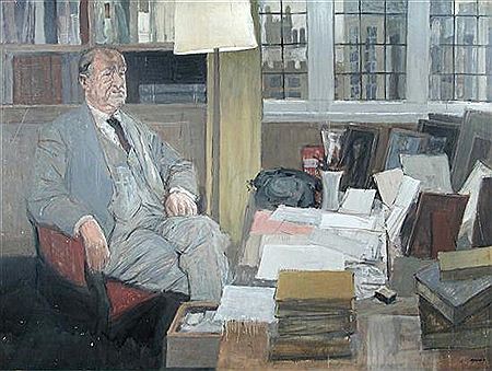 Hans Schwarz : Portrait of Lord 'Rab' Butler in his study at Trinity College, Cambridge