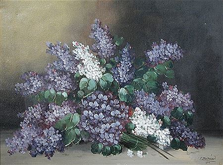 Franz Stoitzner : Still life of violets and lilac