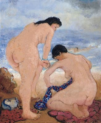 Yuliang Pan : THREE NUDES ON THE BEACH