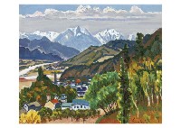 Zensaku Nakamura : Village with Northern Alps