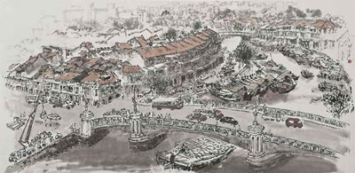 Tze Peng Lim : Singapore River Scene