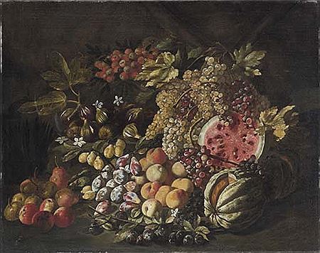 Giovanni Battista Ruoppolo : Anguria, zucca, uve, mele, fichi e altri frutti