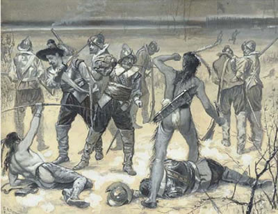 Charles Reinhart : Lieut. Gardiner Attacked by Pequot Indians