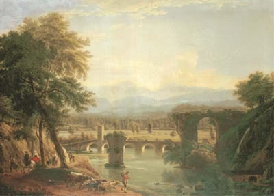 Jean Joseph Xavier Bidauld : The Augustan bridge on the Nera river, near the town of Narni, Italy