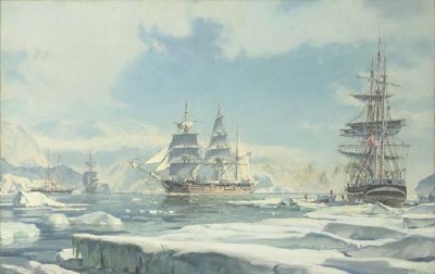 John Stobart : The Charles W. Morgan in company with the bark Janet