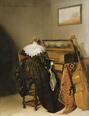 Pieter Jacobsz Codde : A lady seated at a virginal holding a letter