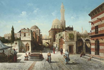 August von Siegen : A Street Scene in the Orient