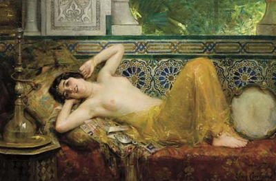 Leon François Comerre : Odalisque au Narghilé