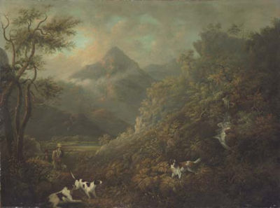 Charles Henry Schwanfelder : Sportsmen Shooting in an Upland Landscape