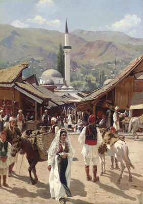 Franz Leo Ruben : View of Bascarsija, Sarajevo