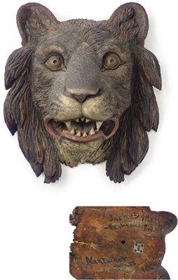 James Walter Folger : A CARVED AND PAINTED LION'S HEAD