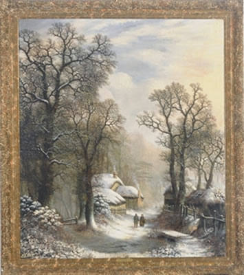 Charles Leaver : Cottages in a winter forest