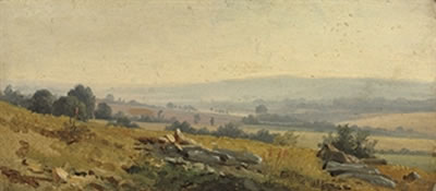 Robert Leopold Leprince : A view of the countryside at Connerré, near Le Mans