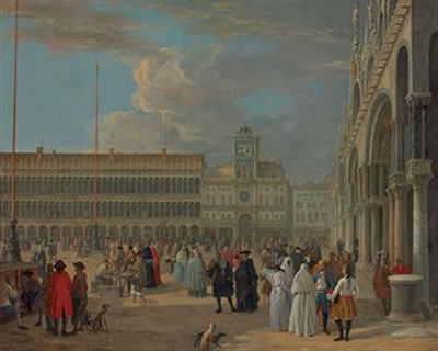 Luca (Carlevarijs) Carlevaris : View of Piazza San Marco with the Torre dell'Orologio, Venice