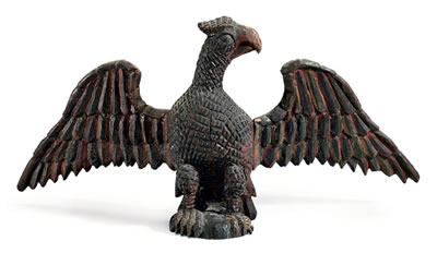 Wilhelm (William) Schimmel : A CARVED AND PAINTED SPREAD-WINGED EAGLE