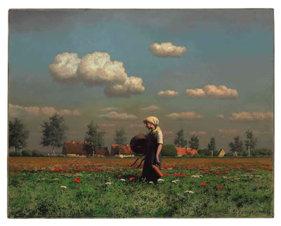 Paul Wilhelm Keller-Reutlingen : A Girl in a Field of Poppies