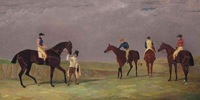 John Frederick Herring Jr : The Doncaster Cup of 1825, with Mr. Whittaker's Lottery, Mr. Craven's Longwaist, Mr. Lambton's Cedric, and Mr. Farquaharson's Figaro