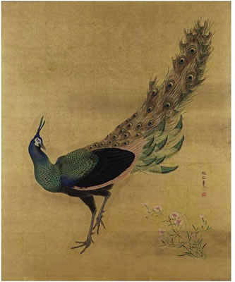 Mori Sosen : Peacock and pinks