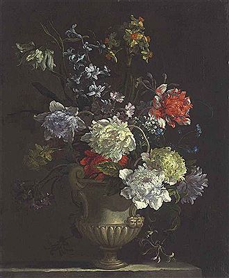 Nicolas Baudesson : A morning glory, chrysanthemums, carnations