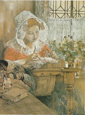 George Wharton Edwards : The Flemish Lacemaker