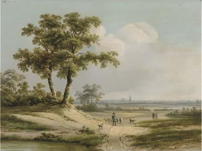 Johannes Maurisz Jansen : A shepherd in a panoramic landscape