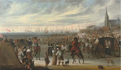 Cornelis Beelt : The Departure of King Charles II from Scheveningen on the 24 May 1660