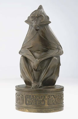 Johan Coenraad Altorf : MANGABEE, A BRONZE FIGURE OF A MONKEY