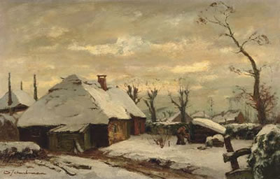 David Schulman : A farmyard in winter