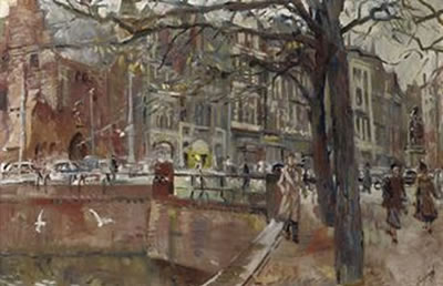 Erasmus Bernard Van Dulmen Krumpelman : A busy day at De Plaats, with the Gevangenpoort on the left, The Hague