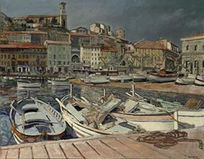 Paul Ludovicus Carolus Dom : Port de Cannes: Boats in the Harbour of Cannes, France