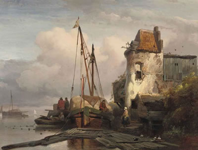 Wijnand Jan Josephus Nuijen : Unloading the cargo at the quay