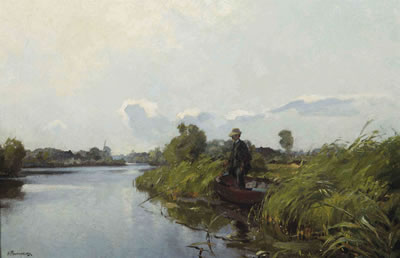 Hendrik Frauenfelder : Man fishing in the Old Rhine