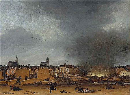 Egbert Lievensz van der Poel : A view of Delft with the explosion of 1654