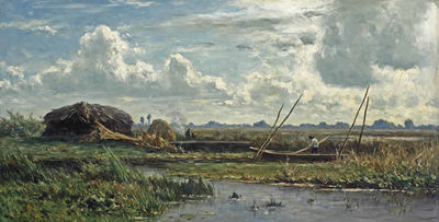 Willem Roelofs : The reed cutters, Kortenhoef