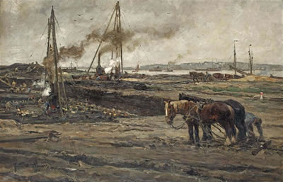 August Willem Van Voorden : Construction work in the Rotterdam harbour