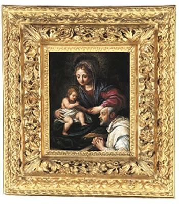 Alessandro Tiarini : The Virgin and Child with Saint Romualdo