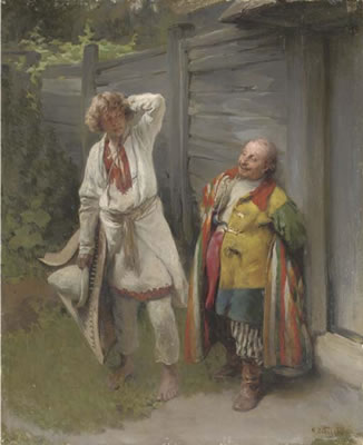 Klavdi Vasilievich Lebedev : The jester and the gusli player