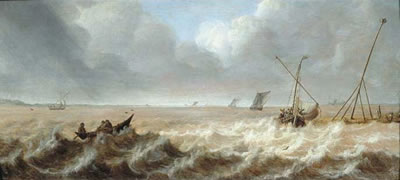 Pieter Croos : Shipping in a stiff breeze