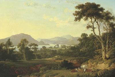 Julius Caesar Ibbetson : Lake Ullswater from Gowbarrow Park